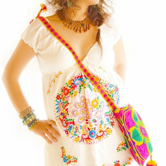 Mexican Dress Embroidered Boho chic summer - Picture 1 of 1